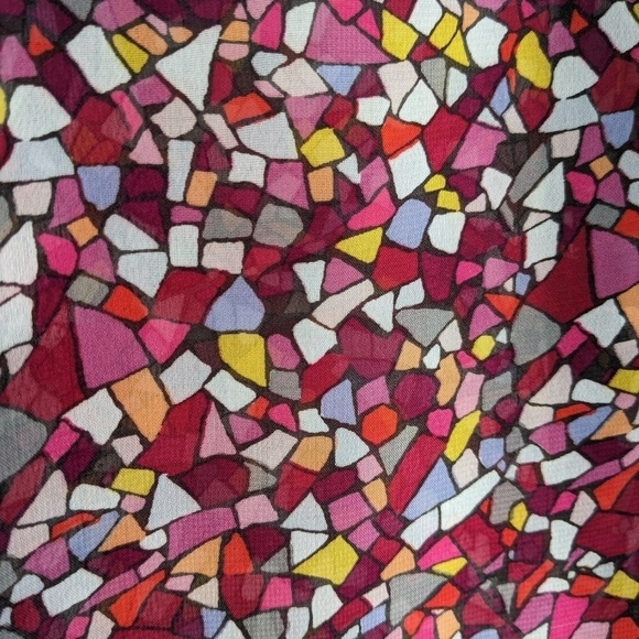 Vintage Liz Clairbone shiffon mosaic print multicolored pink red blouse Medium - Picture 2 of 10